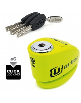 Urban Κλειδαριά Δισκοφρένου με Συναγερμό UR906X 6mm Fluo Yellow